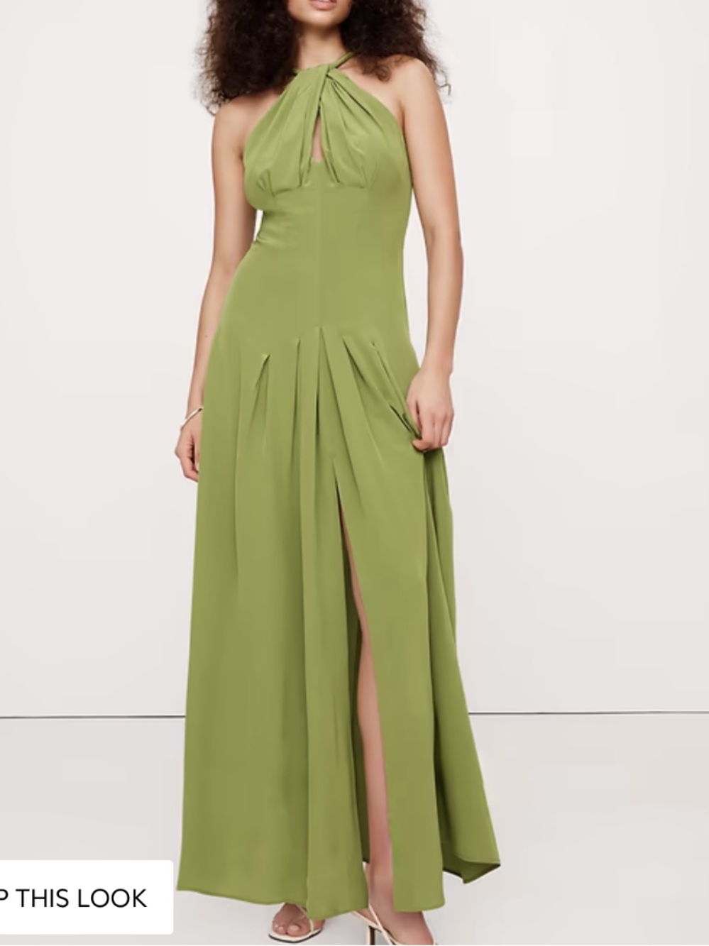 Banana Republic Matte Silk Halter Maxi Dress - Olive